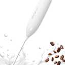 SIMPLETaste Milk Frother Handheld Battery Operated Electric Foam Maker, White Drink Mixer with Stainless Steel Whisk for Cappuccino, Bulletproof Coffee, Latte