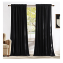 NICETOWN Black Velvet Blackout Curtains 96 inch Long for Living Room and Bedroom, Thermal Luxury Solid Heavy Rod Pocket Drapes/Window Treatments for Hall, Theater (2 Pieces, 52 W)