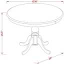 East West Furniture ANT-ABK-TP Antique Dining Room Table - a Round kitchen Table Top with Pedestal Base, 36x36 Inch, Wirebrushed Black