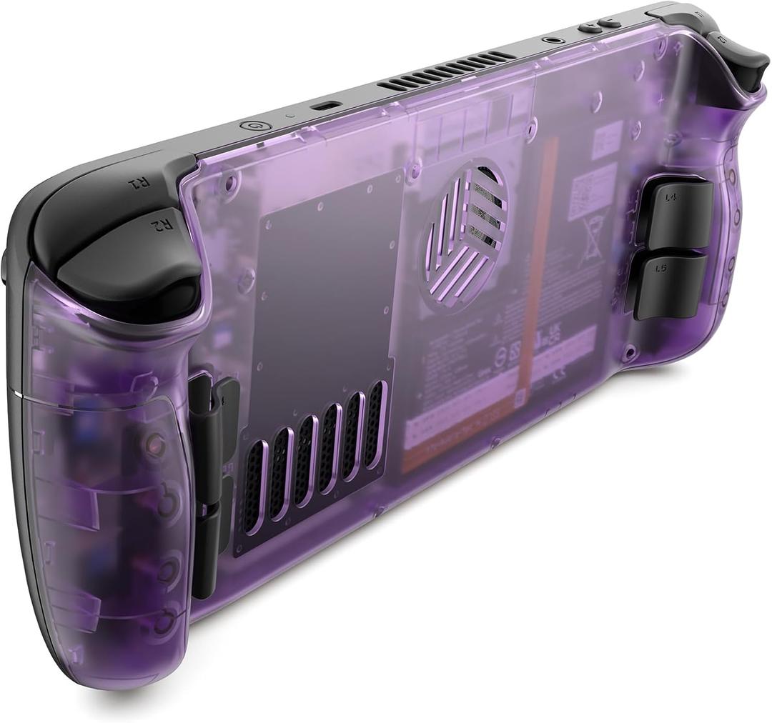 JSAUX Transparent Back Plate Compatible with Steam Deck OLED/LCD, DIY Clear Replacement Back Shell Case Compatible with Steam Deck OLED/LCD - PC0106 Vents Version [Purple]