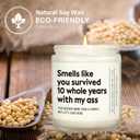 10 Year Anniversary Candle Gifts for Him Her Wife Husband, 10th Anniversary Funny Gifts, Aluminum/Tin Gift for 10 Year Wedding Anniversaries, Ten/Tenth Tin Anniv. Present, Lavender, Handmade