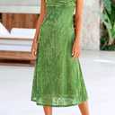 BTFBM Women's Summer Dress Sleeveless Spaghetti Strap Midi Dress Sexy Cowl Neck Floral Cocktail Dress Party Dresses (Green, L)