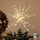 HMASYO 15 Inch Twinkling Starburst Christmas Tree Star Topper, 19-Point Silver Star Tree Topper with 150 LED, Remote Control & Timer, USB Power for Indoor Home Holiday Party Xmas Tree Decoration