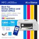 Brother INKvestment 4355 Wireless Color Inkjet All-in-One Printer with 1.8 Color Display and Manual Feed Slot | Includes Refresh Subscription Trial(1) (MFC-J4355DW)