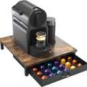 DecoBrothers Wooden Coffee Pod Drawer Compatible with 42 Nespresso Original Line Capsules, Rustic Brown