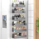 HuggieGems 6 Pack Magnetic Spice Storage Rack Organizer for Refrigerator and Oven, Gray Fridge Organizers and Storage