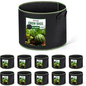 ACSTEP Grow Bags 10-Pack 20.5 Gallon Heavy Duty Aeration Fabric Pots Thickened Nonwoven Fabric Pots for Planting Outdoor Plants