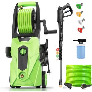 5000PSI Electric Pressure Washer, 2025 New Power Washer with 33FT Flexible Extension Pressure Washer Hose Reel, 4 Nozzles, Professional Powerwashers for Home/Car(Green) 5000PSI Electric Pressure Washer, 2025 New Power Washer with 33FT Flexible Extension Pressure Washer Hose Reel, 4 Nozzles, Professional Powerwashers for Home/Car(Green)