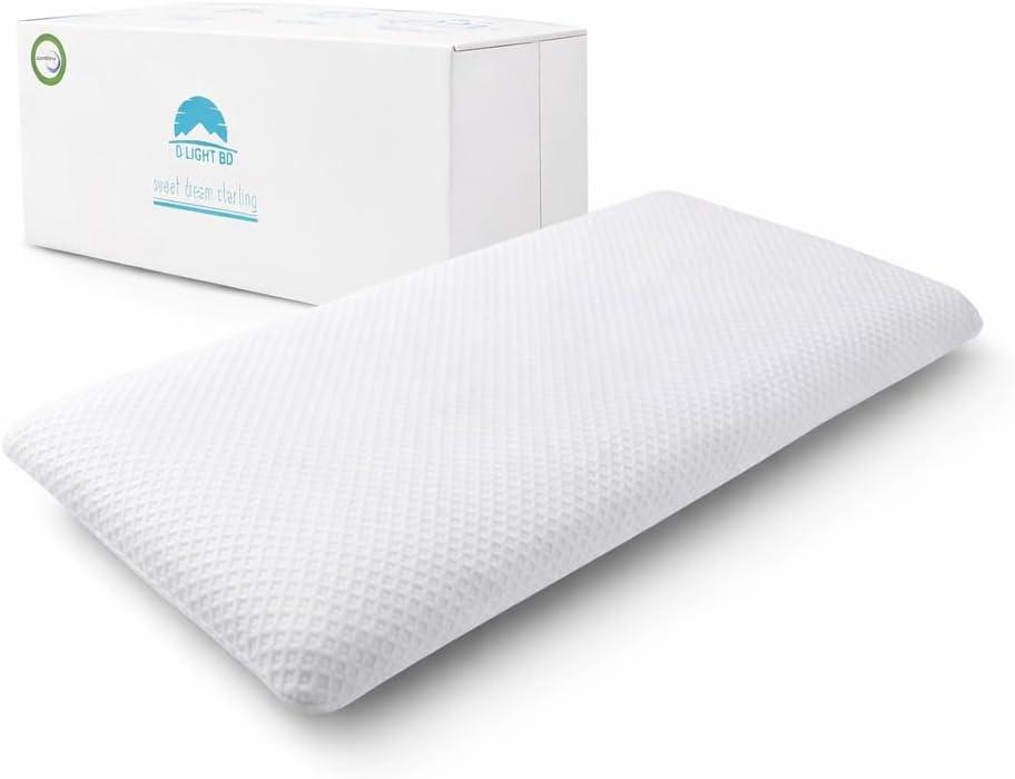 DLIGHT BD Slim 2.7" Stomach Sleeping Memory Foam Pillow-Thin, Flat, Soft Yet Supportative for Belly, Back& Stomach Sleepers (2.7" Ultra Slim-King)