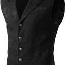 VATPAVE Mens Victorian Suit Vest Steampunk Gothic Waistcoat (Black, XL)