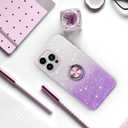 SouLips iPhone 15 Pro Max Case, Magnetic Car Mount Supported Slim Thin Glitter Sparkle with 360° Ring Holder Kickstand Shockproof Protective Phone Cover for iPhone 15 Pro Max 6.7", Gradient Purple