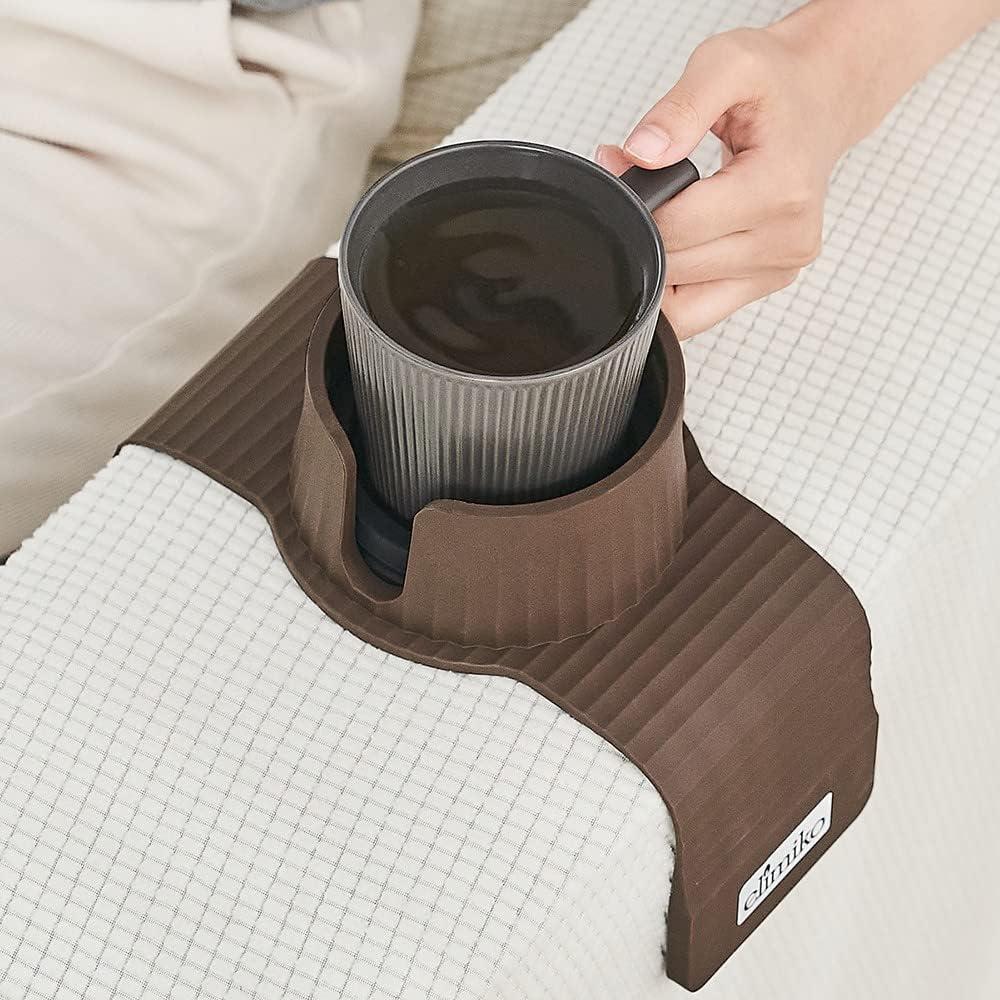 Couch Cup Holder, Elimiko Silicone Sofa Drink Holder with Upgrade Large Cup Holder, for Oversized Mug/Cup/Tumbler/Drink/Coffee/Bottle/Cans (Navy Blue)