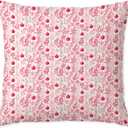 Pink Christmas Botanical Pillow Covers 18x18, Preppy Christmas Decor, Holiday Xmas Ball Ferns Pine Leaf Decorative Throw Pillow Covers for Couch Sofa Bedroom Living Room Home