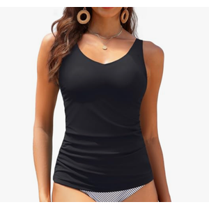 Talisea Tankini Swim Top Only - Tummy Control Bathing Suit Top Modest Swimsuit Top No Bottom L