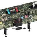 CCCEI Desk Organizer and Storage with Charging Station, Army Green Clamp on Table Pegboard, Gaming Standing Office Supplies Shelf Accessorie, Metal Peg Board Privacy Panels, Gifts for Men, 6FT.