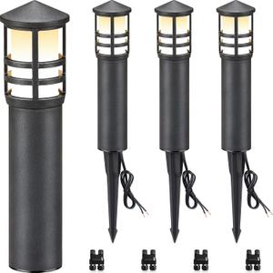 SUNVIE 4-Pack Low Voltage Pathway Lights 3W 3000K 12-24V LED Landscape Bollard Path Lights with Connectors CRI 90+ Aluminum Outdoor Landscape Lighting for Walkway Yard Garden, ETL Listed Cord