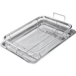 Air Fryer Basket for Oven, 15"x11", 2 Piece Nonstick Crisper Tray & Basket, Stainless Steel Fryer Accessories for Crispy, healthy cooking, Multipurpose Air Fryer