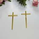 12pcs Slim Acrylic Cross Cake Charm, Christening Baptism Confirmation, Gold Mirror Acrylic Cross Cake Decoration (4'')
