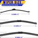 3 wipers Replacement for VW Volkswagen Tiguan 2007-2017, Windshield Wiper Blades Original Equipment Replacement - 24"/21"/13" (Set of 3) Top Lock