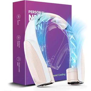 Portable Neck Fan with 6 Powerful Speeds,8000mAh Battery Operated USB-C Rechargeable Fan, 20H Runtime, Hands-Free 360 Cooling Wearable Neck Fan, Personal Fan for Women Men Travel Concerts (Champagne)