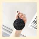 2 x Cute Case Cover Compatible with AirPods 3rd with Carabiner Keychain Hook,Funny Unique 3D Soft Silicone Shockproof Protective Skin Case Cover for Airpod 3rd Case-Biscuits (Black)