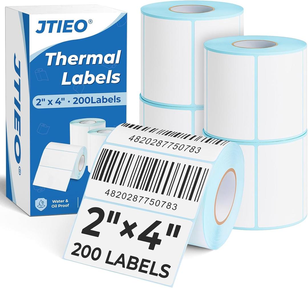 3 x JTIEO 2" x 4" Sticker Labels Direct Thermal Labels 200Pcs Shipping Label, Compatible with Zebra & Rollo Label Printer