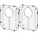 Orgneas Sink Protectors for Kitchen Sink, Universal Double Bowl Sink Bottom Grid 13.2"x11.6"x1.25", 304 Premium Stainless Steel Kitchen Sink Protector Grid Sink Grate Rack Rear Drain 2 Packs
