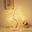 Fairy Light Tree 108 Led Twinkle Tree Fairy Light Spirit Tree Lamp Battery/USB Operated 6 Hours Timer Function with 8 Lighting Mode Silver Adjustable Branches Home Decoration(Warm White)