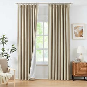 WEST LAKE Bailey Pinch Pleat Blackout Curtains 84 Inches Length with Liners,Oatmeal Tan Pinch Pleated Drape for Traverse Rod and Track,Modern Thermal Insulated Window Treatment for Bedroom,40"Wx84"Lx2