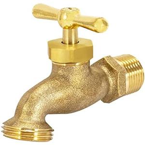 Eastman Irrigation Hose Bibb, 1/2 Inch MIP x 1/2 Inch MHT Outdoor Spigot, Brass Garden Valve, 20181