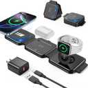 3 in 1 Charging Station for Apple Devices 20W Foldable Mag-Safe Charger for Travel Wireless Charger Pad for iPhone 16 15 14 13 12 Pro/Pro Max/Plus/Mini AirPods 2/3/Pro iWatch Ultra/8/7/SE/6/5/4/3/2 (Black)