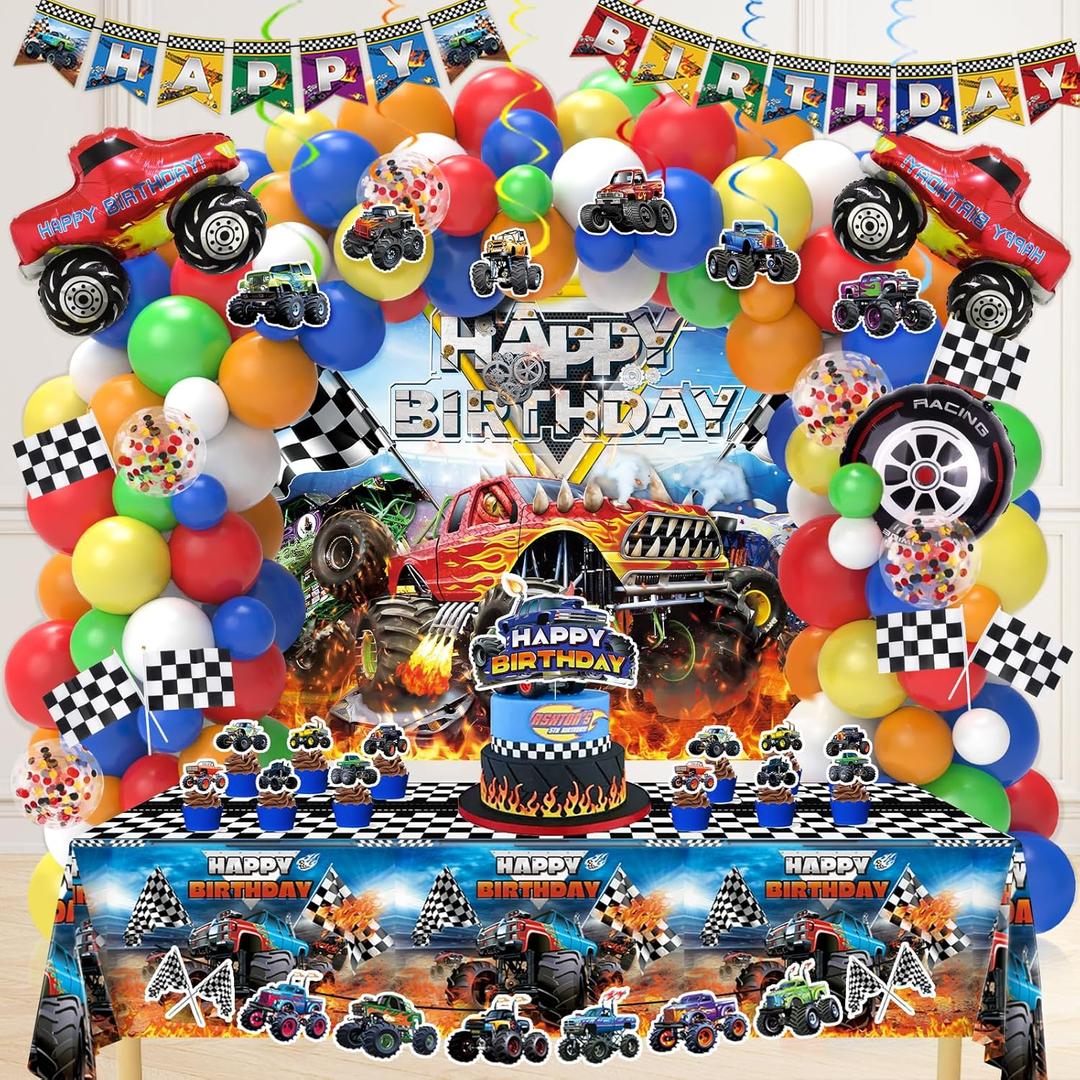 Cartoon Party Supplies, Blue Tableware Set and Black Foil Balloons Backdrop Tablecloth