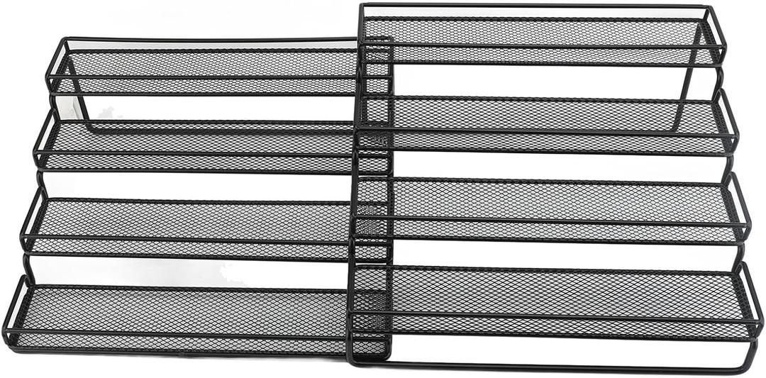 Condient Rack Organizer for Cabinet, 4 Tier Seasoning Step Storage Organizer, Adjustable Metal for Countertops & Cabinets with Stable Frame