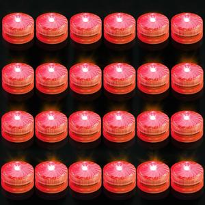 Mini Submersible LED Light, 24pcs Red Waterproof Flameless Candles Tealights, Underwater Battery Powered Tea Lights for Wedding Home Vase Festival Party Decoration