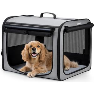 Large Dog Car Carrier Light Weight, 2720.520.5ins Dog Carrier for Cars, Portable Dog Car Crate with Breathable Windows, Stable Pet Carrier for Both Indoor and Outdoor Use, Pet Travel Crate Gray
