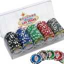 100 Piece Las Vegas Design Poker Chips in Clear Plastic Tray