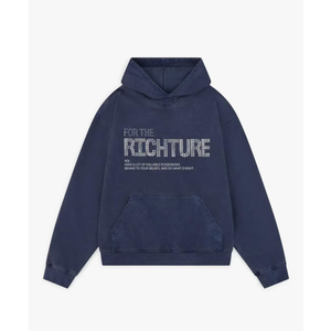 RICHTRUE Navy Blue Culture Hoodie Y2k Cute Oversized Graphic Hoodies Women Crewneck Sweatshirt Bling Grunge Streetwear (M)