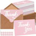 600 Pcs Pink Thank You Cards Bulk with Kraft Envelopes and Stickers 4x6 Inch Blank Thank You Notes Box Set Minimalistic Design for Business Wedding Baby Shower Graduation Bridal Shower Christmas