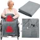 12v Heated Flannel Wheelchair Blanket, Gray Portable Heated Throw for Elderly 2 Heating Zones, Camping Essentials, Elderly Gift 35.43 x 41.73 inches