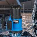 ZLAISS1HP Sump Pump Submersible - 3700 GPH Water Pump with Automatic Float Switch, Versatile For Clean Water, for Pool, Pond,Garden, Flooded Cellar, Aquarium and Irrigation, Medium, Blue, KF750AQ