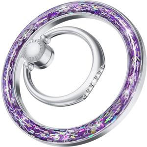 Allengel Magnetic Phone Grip for MagSafe, Magnetic Ring Holder Compatible with MagSafe Phone Ring, 360Rotating Finger Kickstand for iPhone 16 Pro Max 15 14 13 12 Plus & Android(Bling Purple Silver)