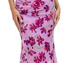 Gaharu Women's Summer Floral Bodycon Wedding Guest Cocktail Maxi Dress (L)