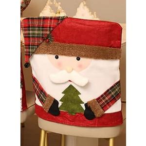 Christmas Themed Chair Covers, Christmas Seat Covers for Dining Room Chairs, Christmas Chair Back Covers Set of 2 Christmas Chair Decor Decorations for Kitchen (2pcs-A)
