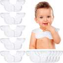 Geyoga 10 Pcs Baby Bibs 360 Rotate Baby Bandana Muslin Drool Bibs Petal Bibs Burp Gauze Cloths Absorbent Bib (Solid Pattern, White)