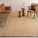 GRUHUM Jute Area Rug 5x8 Feet Rectangle Natural Fiber Solid Boho Braided Handwoven Soft Farmhouse Rustic Vintage EcoFriendly Carpet Home Dcor Rugs for Living Room Hallways Bedroom Enterways 5x8'ft