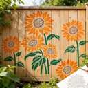 Garden Fence Large Flower Stencils - Reusable Floral Stencil DIY Decoration for Painting on Wood Walls Pattern, Jumbo Sunflower Yard Spray Paint Big Crafts Floor Stencils (A), 12 inches x 15 inches