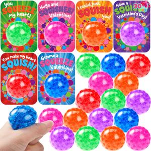 JOYIN 30 PCS Valentine's Day Sensory Stress Balls with Cards, Anxiety Relief for Adult, Valentine's Party Favors, Gift Exchange Rewards