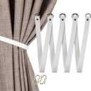 Home Queen Leather Curtain Tie Backs, Library Style Drape Holdbacks Tiebacks for Home Office Bedroom Kitchen Shower Room, 4 Pack, Ink Black