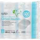 ForPro Premium Stitched Cotton Rounds, 100% Pure Cotton Pads for Removing Makeup, Nail Polish, and Cleansing Face, Pack of 6, Counts 600