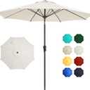 9FT Outdoor Patio Umbrella Outdoor pool Umbrella with Push Button Tilt and Crank, Market Umbrella 8 Sturdy Ribs UV Protection for Garden, Deck, Backyard (White)